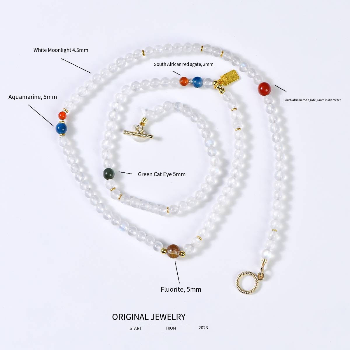 "Moon Tide" blue moonlight style necklace/bracelet dual use: quiet luxury multiple wear · energy follows shape