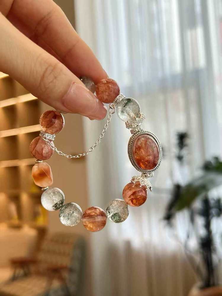 🔥 Wood Fire Transparency · Good Fortune Spreading like Wildfire 🔥 Xi Wood Fire Crystal Red Gel Flower Ghost Bracelet