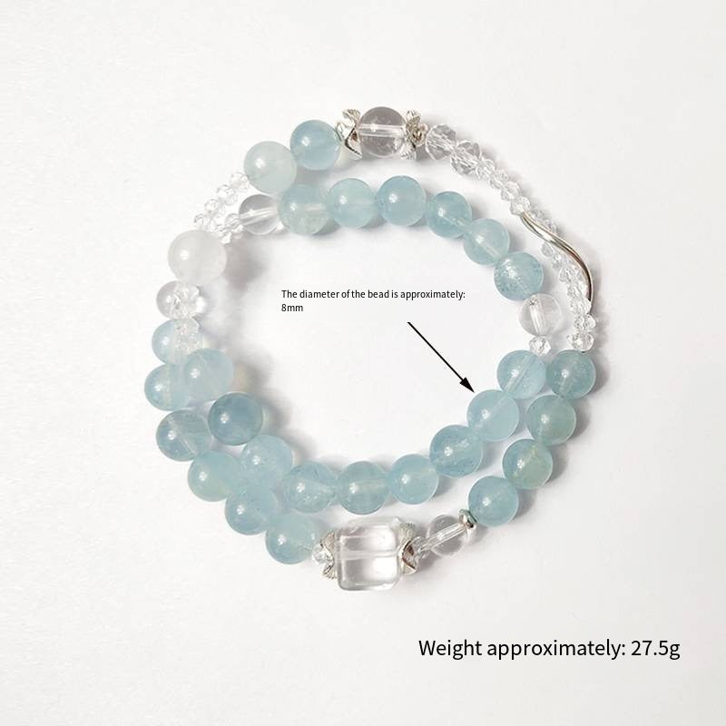 "Extreme Radiance" Glacier Aquamarine Double Loop Bracelet