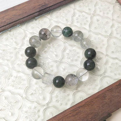 Azure Dragon Vein: Green Phantom, Green Rutile & Seraphinite Power Bracelet