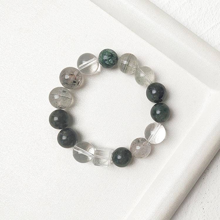 Azure Dragon Vein: Green Phantom, Green Rutile & Seraphinite Power Bracelet