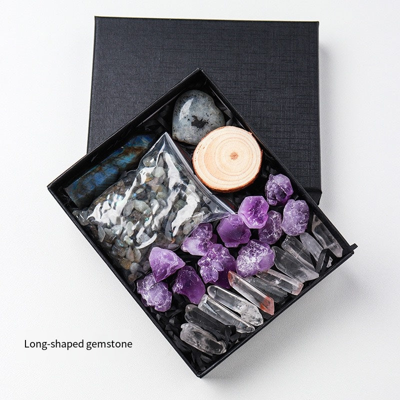 🔮 [Natural amethyst rough Stone + hexagonal Prism Crystal + Energy Gravel Set] - 13 energy universes, switch as you like!