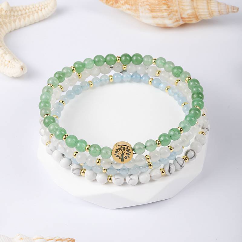 🌿 Ultimate Antibody in the era of imbalance: Green Dongling × Moonstone × aquamarine × White Turquoise - Four Stones Build a "Self-healing ecosystem"