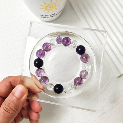 Amethyst round bead bracelet