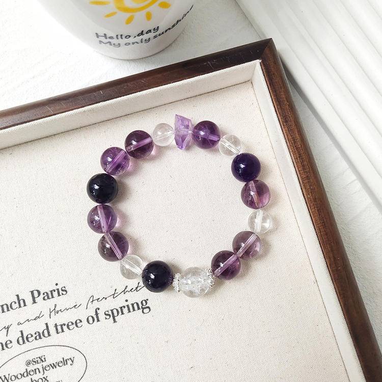 Amethyst round bead bracelet