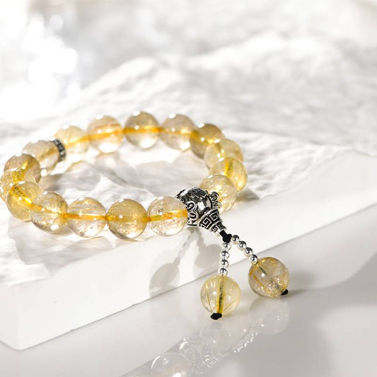 "Flowing Gold Whispers" Ladies' Simple Gold Hair Crystal Wealth bracelet: Niche Design · Light and Sparkling · Energy Always by Your side ✨