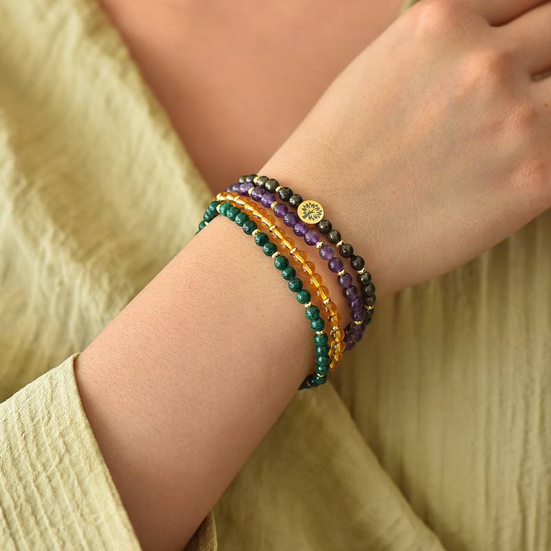 Wrist Wealth Perpetual Motion Machine: Pyrite, amethyst, citrine, malachite Four-level Abundant Energy Ring