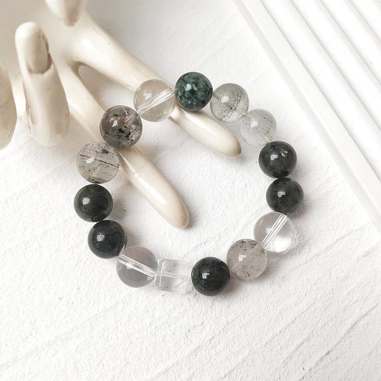 Azure Dragon Vein: Green Phantom, Green Rutile & Seraphinite Power Bracelet