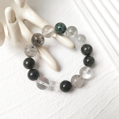 "Forest Spirit Pulse" Triple Green Energy + White Crystal Bracelet: Gather Treasures, Generate Wealth, Purify the Domain, Empower ✨💧