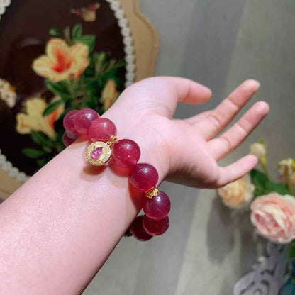 🌸 【 Natural strawberry Crystal Bracelet 】 -- Sweet love · Attracting wealth and Good fortune 🌸