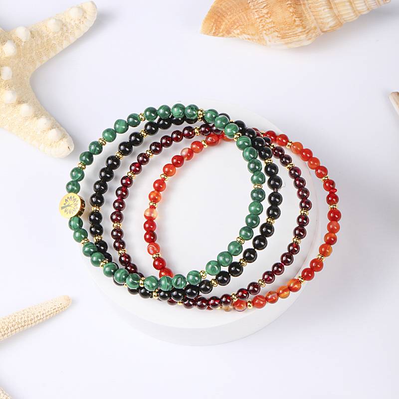 The Earth's Guardian Ring: Four-layer stable protective energy field of Malachite, obsidian, garnet and red agate