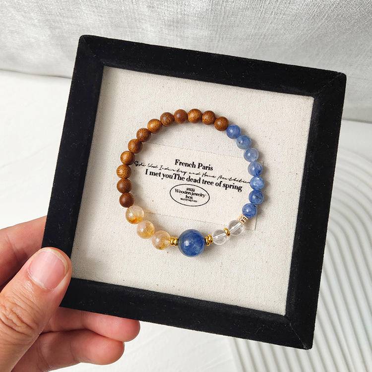 🌿✨ [Blue crystal Agarwood Bracelet] -- Spiritual Charm and Serene cultivation ✨🌿