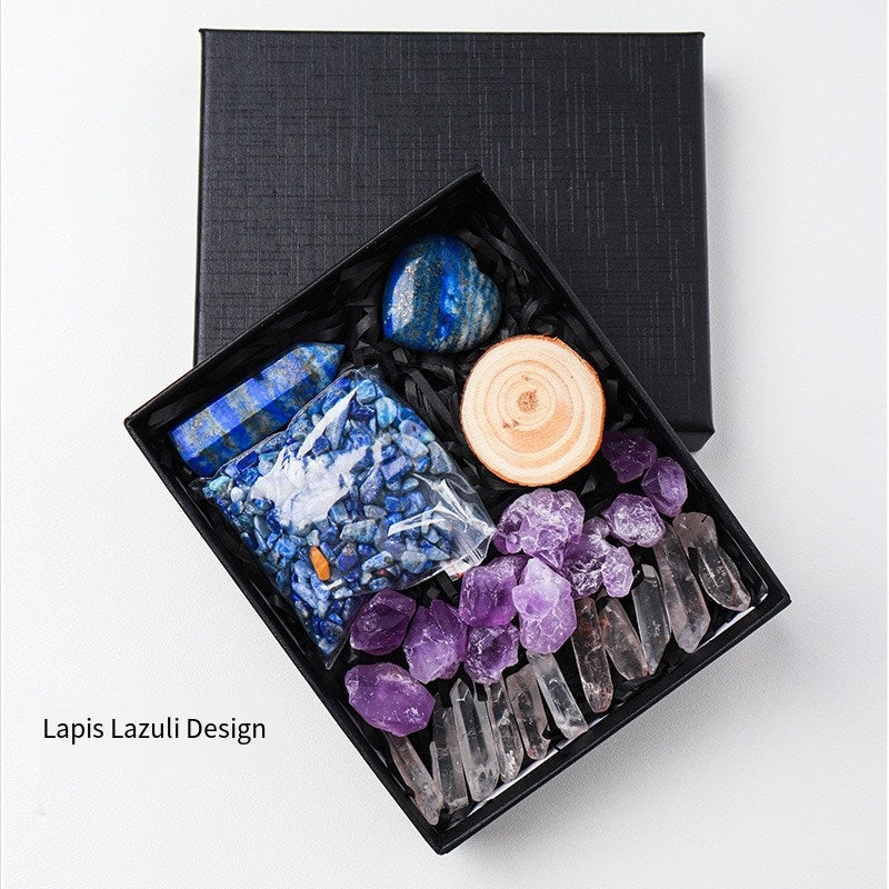 🔮 [Natural amethyst rough Stone + hexagonal Prism Crystal + Energy Gravel Set] - 13 energy universes, switch as you like!