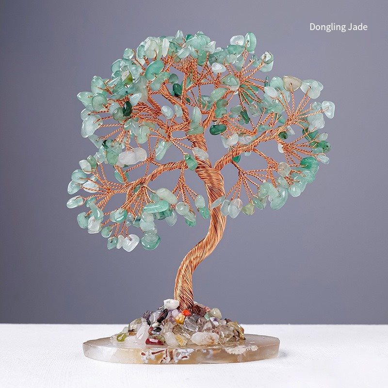 Natural agate supports the tree of Energy · Six-color crystals awaken the Light of life