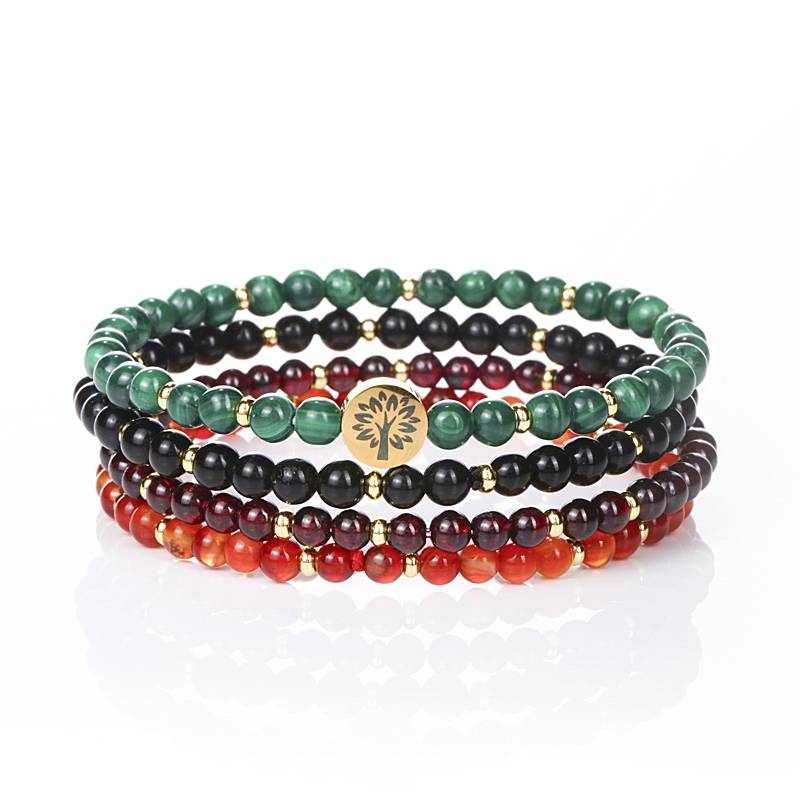 The Earth's Guardian Ring: Four-layer stable protective energy field of Malachite, obsidian, garnet and red agate