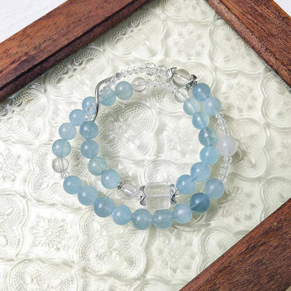 "Extreme Radiance" Glacier Aquamarine Double Loop Bracelet