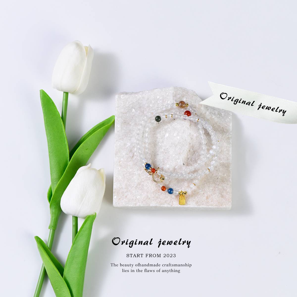 "Moon Tide" blue moonlight style necklace/bracelet dual use: quiet luxury multiple wear · energy follows shape