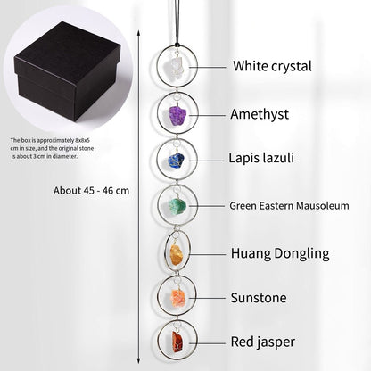 "Seven-color Flow · Energy Resonance" Natural seven-color crystal rough stone circular pendant: Yoga Chakra Companion · Home Wind Chime Energy Field