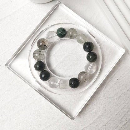 Azure Dragon Vein: Green Phantom, Green Rutile & Seraphinite Power Bracelet