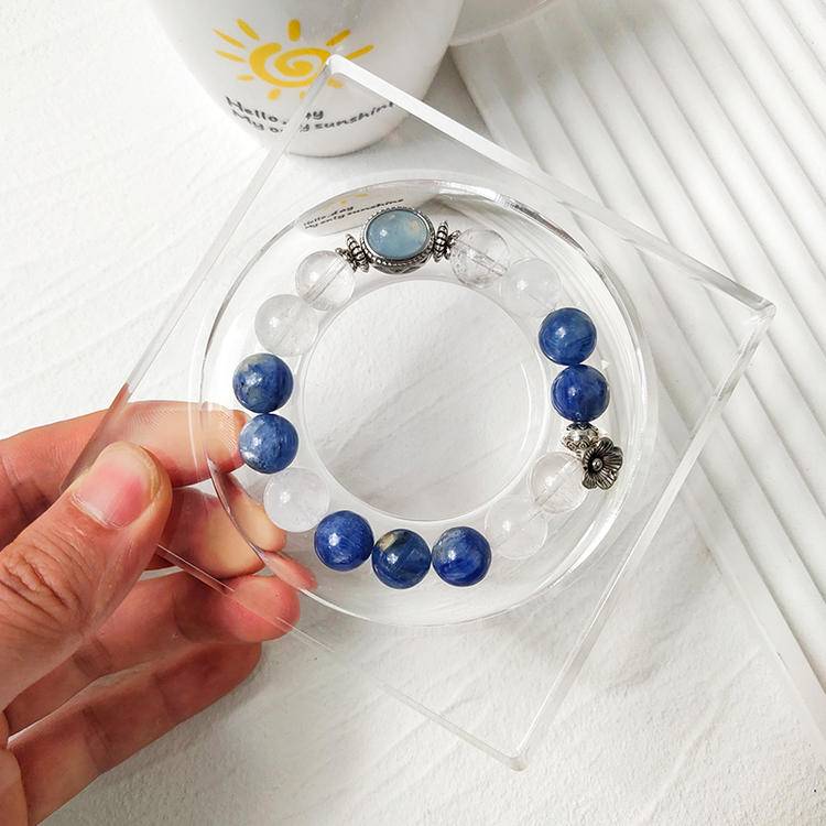 🌊✨ 【 White Crystal Blue crystal aquamarine Magic Box Bracelet 】 -- Pure · spiritual · Ocean Energy trio ✨🌊
