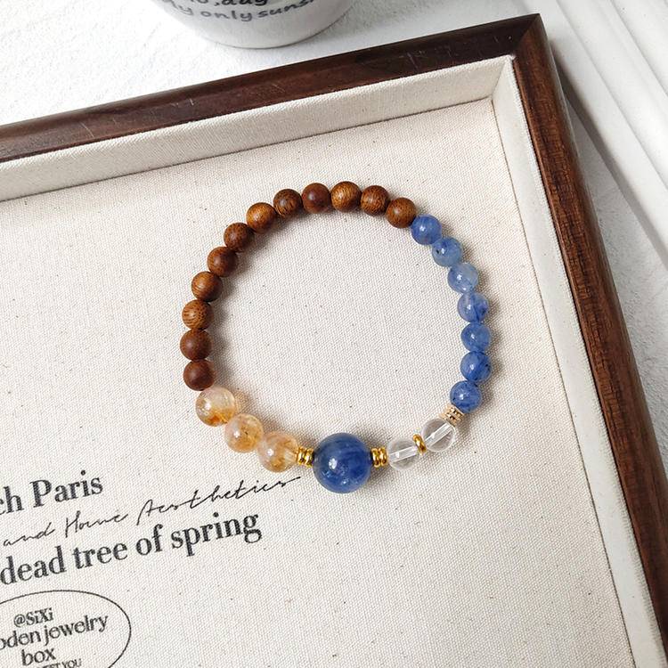🌿✨ [Blue crystal Agarwood Bracelet] -- Spiritual Charm and Serene cultivation ✨🌿