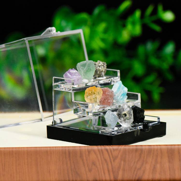 Nine-in-one Raw Stone Mineral Label Box: Mineral Special Forces from the Center of the Earth to Outer Space - Portable High-energy Physics Laboratory
