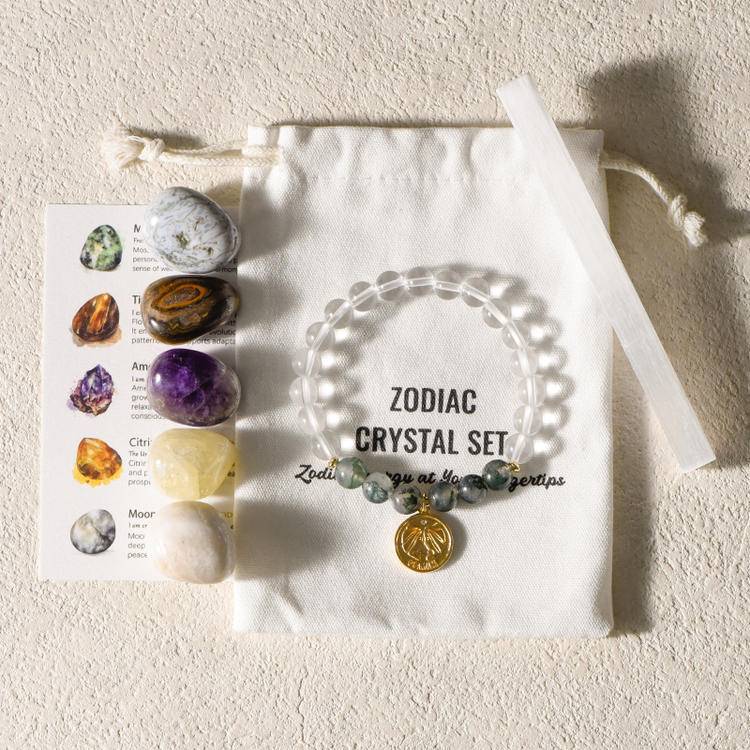 Your zodiac sign is the starry river worn on your hand. - Twelve Zodiac Signs Healing Bracelet Set -- White Crystal Energy Base Station × 60 Constellation Primordial Stones × Unlock Your zodiac Energy Formula