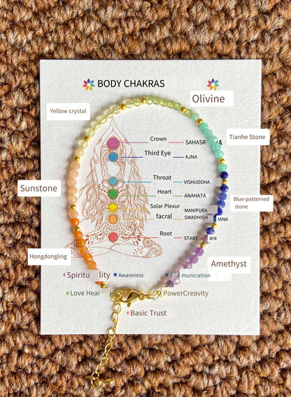 The Key of Light · Life Light Column: Faceted Crystal Seven-Chakra Bracelet with full-frequency Energy Precise activation