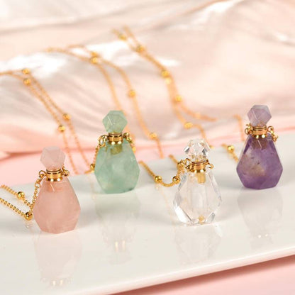 Crystal Perfume bottle Necklace: A frozen morning poem