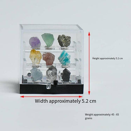 Nine-in-one Raw Stone Mineral Label Box: Mineral Special Forces from the Center of the Earth to Outer Space - Portable High-energy Physics Laboratory