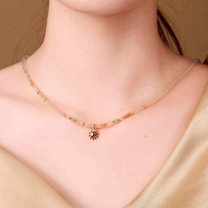 "Sunshine Tranquility" Yellow Crystal Daylight Quiet Domain Necklace