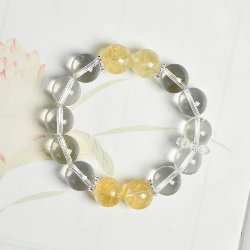 Golden Cascade: White Quartz & Yellow Azeztulite Wealth Bracelet
