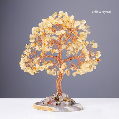 Natural agate supports the tree of Energy · Six-color crystals awaken the Light of life