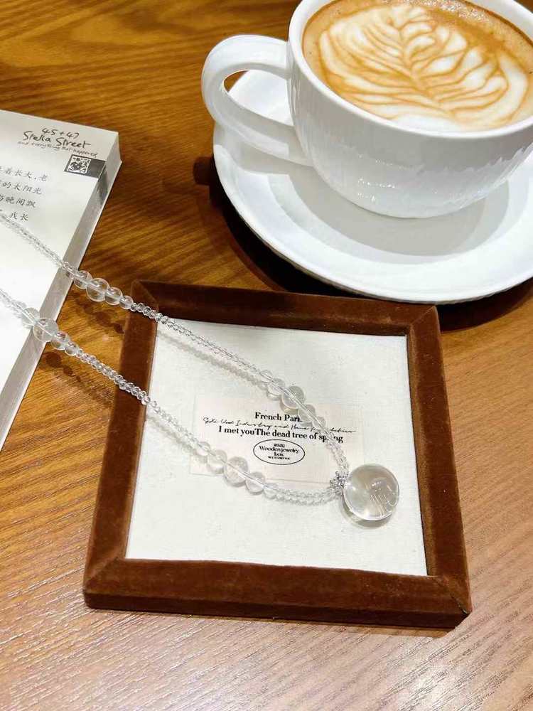 "Tears of the Universe" White Crystal Sphere Aurora Necklace