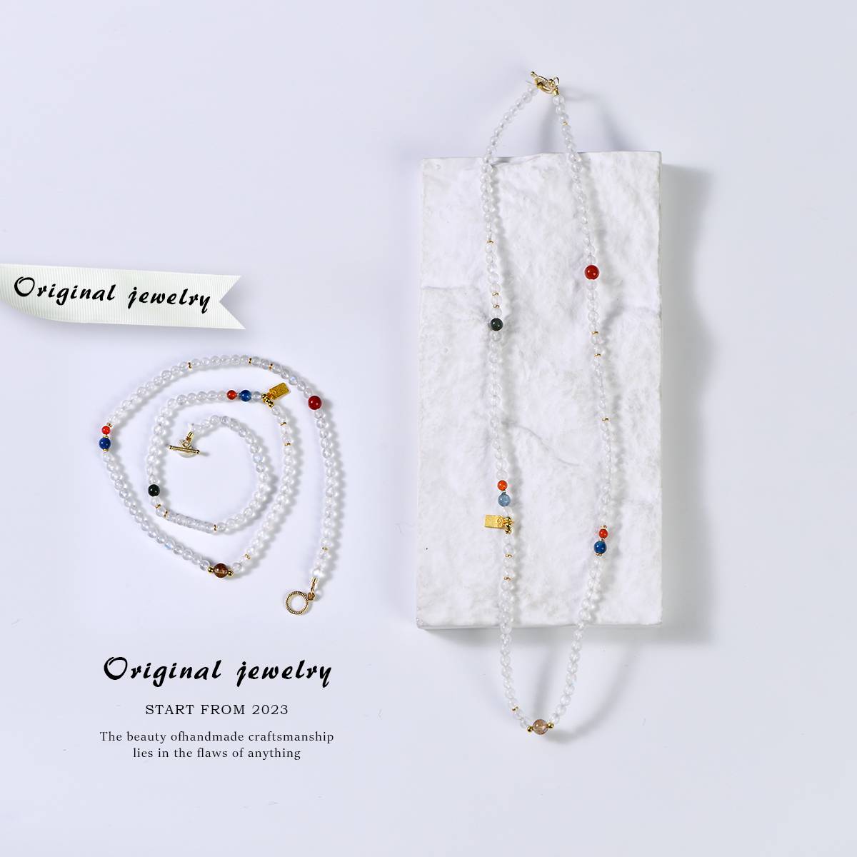 "Moon Tide" blue moonlight style necklace/bracelet dual use: quiet luxury multiple wear · energy follows shape