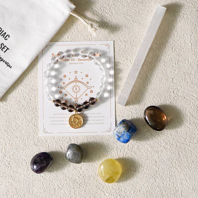 Your zodiac sign is the starry river worn on your hand. - Twelve Zodiac Signs Healing Bracelet Set -- White Crystal Energy Base Station × 60 Constellation Primordial Stones × Unlock Your zodiac Energy Formula