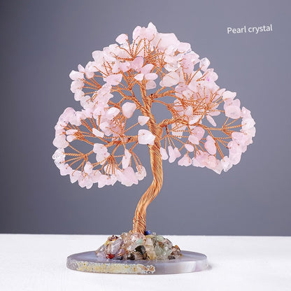 Natural agate supports the tree of Energy · Six-color crystals awaken the Light of life