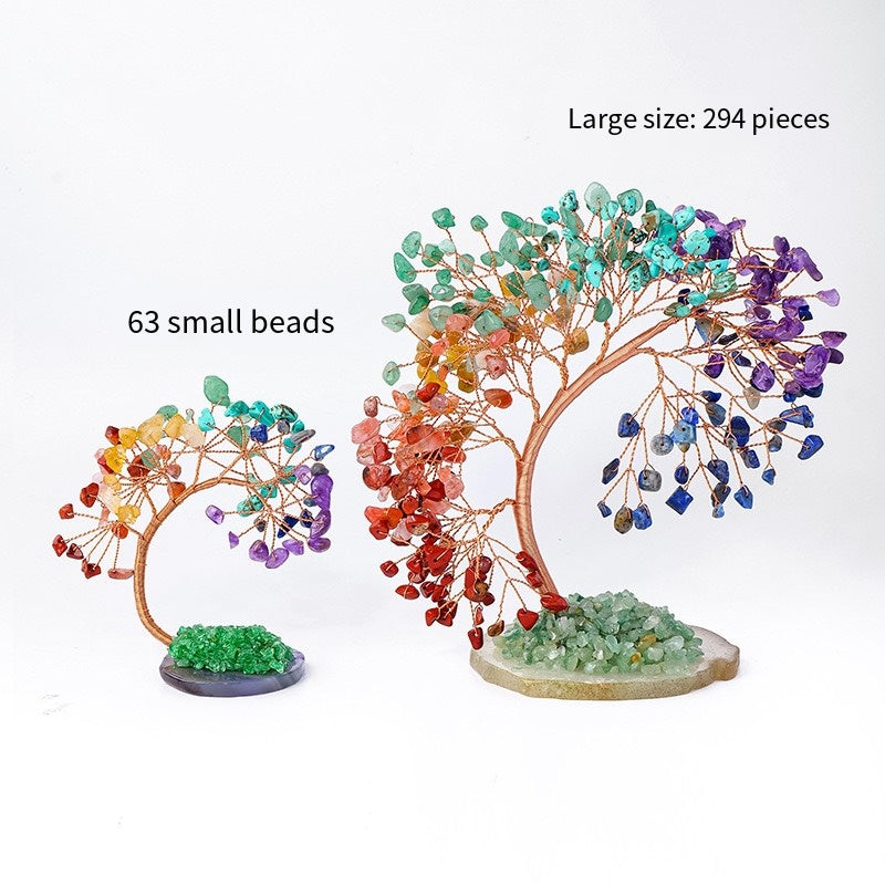 Natural Crystal Phoenix Tail Energy Tree - Yoga Meditation Frequency Modulation Anchor Point - Desk Rainbow Light Wealth Attraction Array - 7 chakras ×5 High-energy style