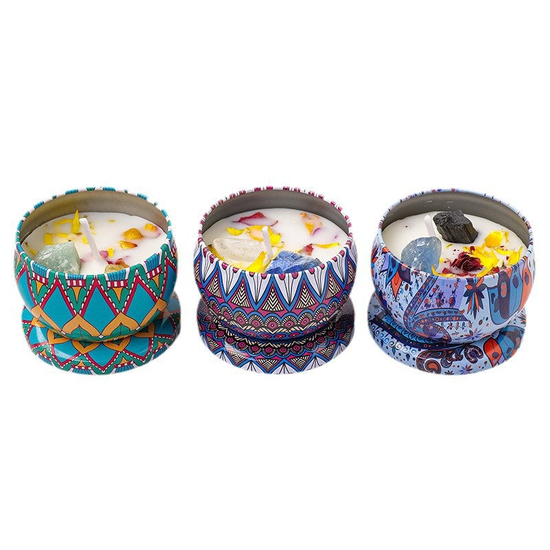 Rose Crystal Scented Candle/Traditional Tinplate Can × Natural Crystal Array/Ignite a wisp of energy-filled rose
