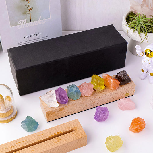 One lamp gathers seven colors · Energy Accompanies the night Peace: Natural Crystal Rough Stone Night Light