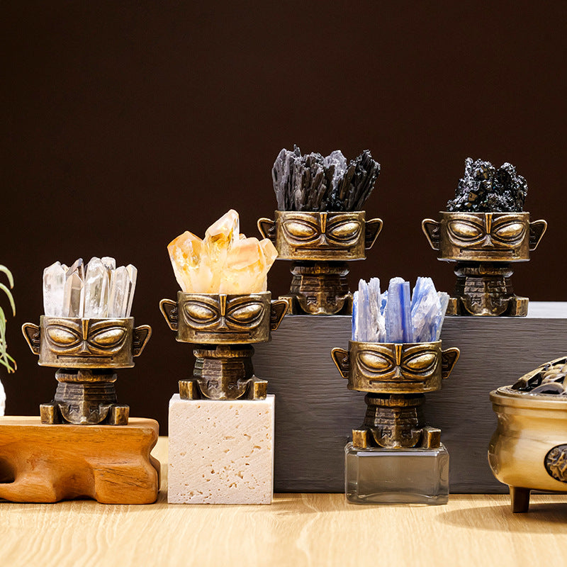 🌟 [Sanxingdui × Natural Crystal · Energy Cultural and Creative Diffuser Stone] - A mysterious dialogue between ancient Shu civilization and modern energy