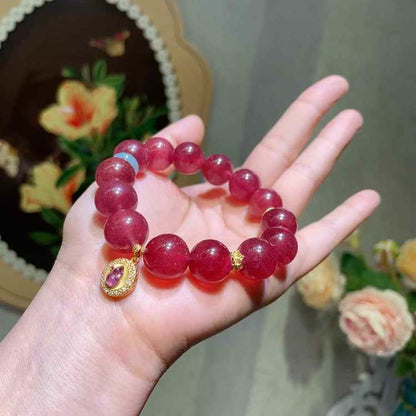 🌸 【 Natural strawberry Crystal Bracelet 】 -- Sweet love · Attracting wealth and Good fortune 🌸