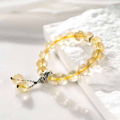 "Flowing Gold Whispers" Ladies' Simple Gold Hair Crystal Wealth bracelet: Niche Design · Light and Sparkling · Energy Always by Your side ✨