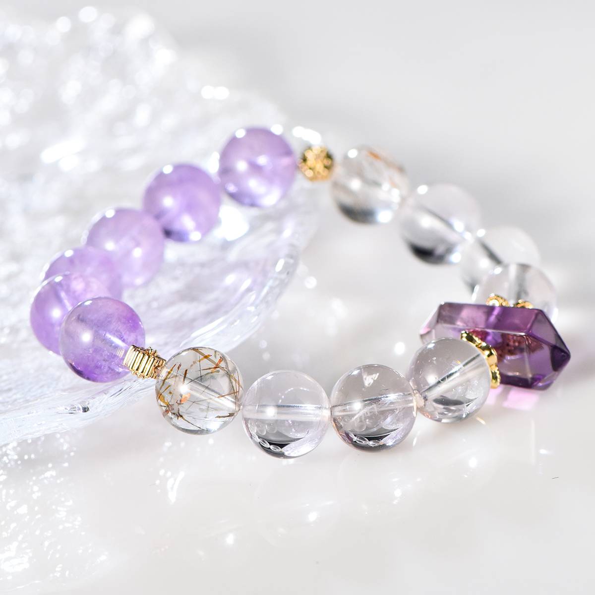 Lucid Dream: Lavender Amethyst Double Terminated Bracelet
