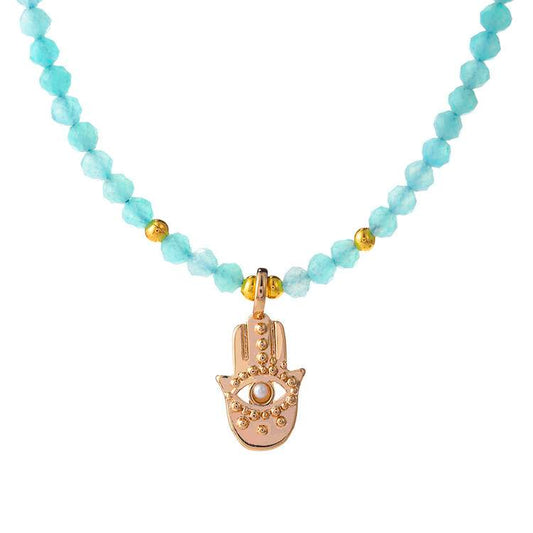 "Green Realm Silent Eyes" Faceted Amazon Stone Sun View Necklace: When the heart of the forest opens its eyes to the sunlight, silence is protection