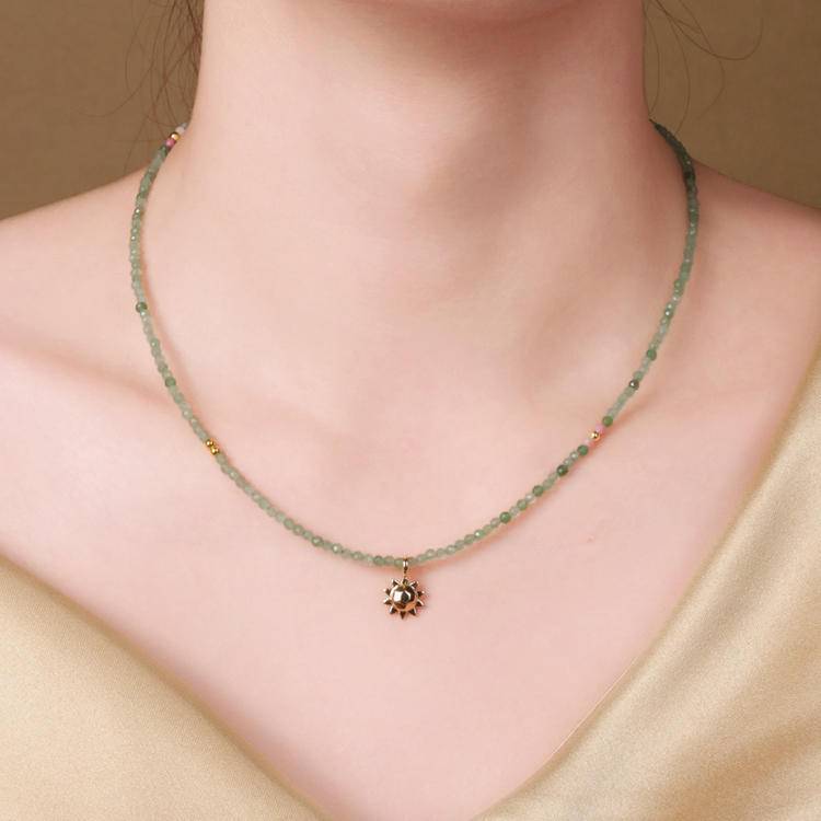"Golden Dawn" Green Eastern Mausoleum Sunlight Energy Necklace
