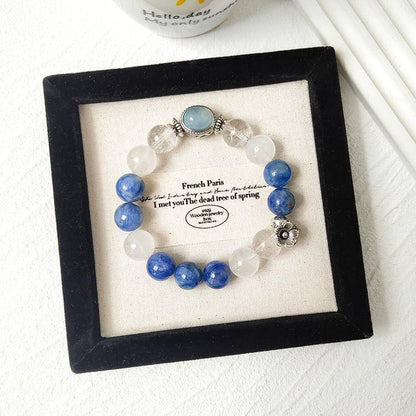 🌊✨ 【 White Crystal Blue crystal aquamarine Magic Box Bracelet 】 -- Pure · spiritual · Ocean Energy trio ✨🌊