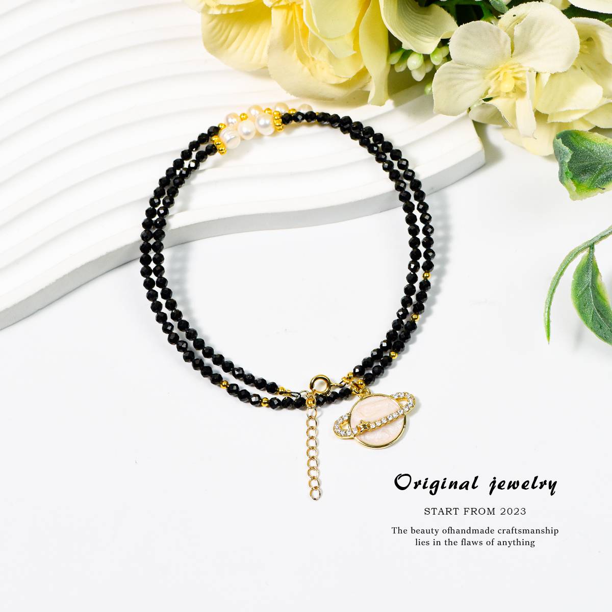 Dark Universe Poem · Black Spinel Pearl Collarbone Chain: The Romantic Starry Universe That Falls into the Neck
