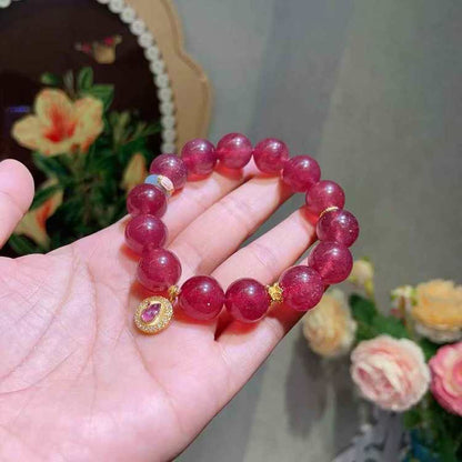 🌸 【 Natural strawberry Crystal Bracelet 】 -- Sweet love · Attracting wealth and Good fortune 🌸