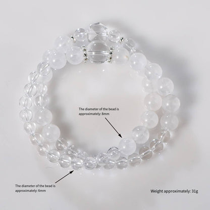Twin Realms: Double Strand White Quartz & White Phantom Bracelet
